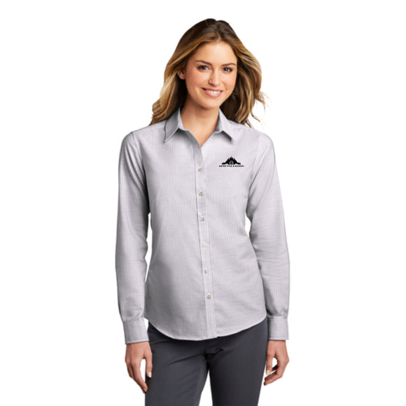 MTE: Port Authority Ladies SuperPro Oxford Stripe Shirt.