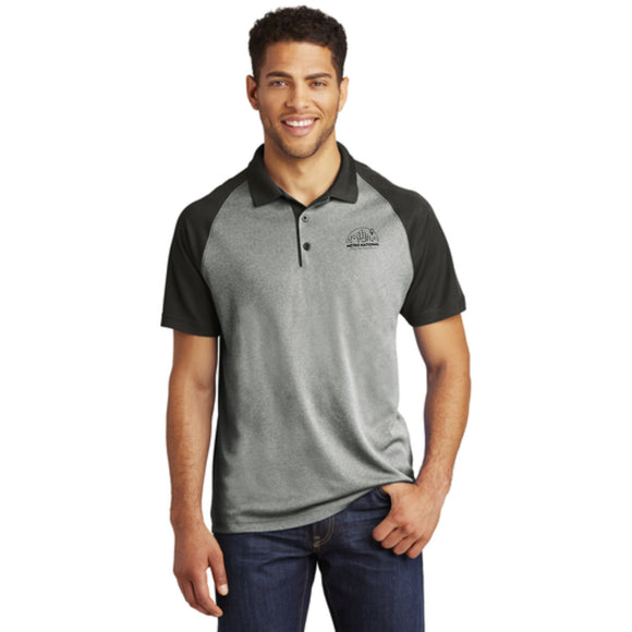 MNTA: Sport-Tek PosiCharge RacerMesh Raglan Heather Block Polo.